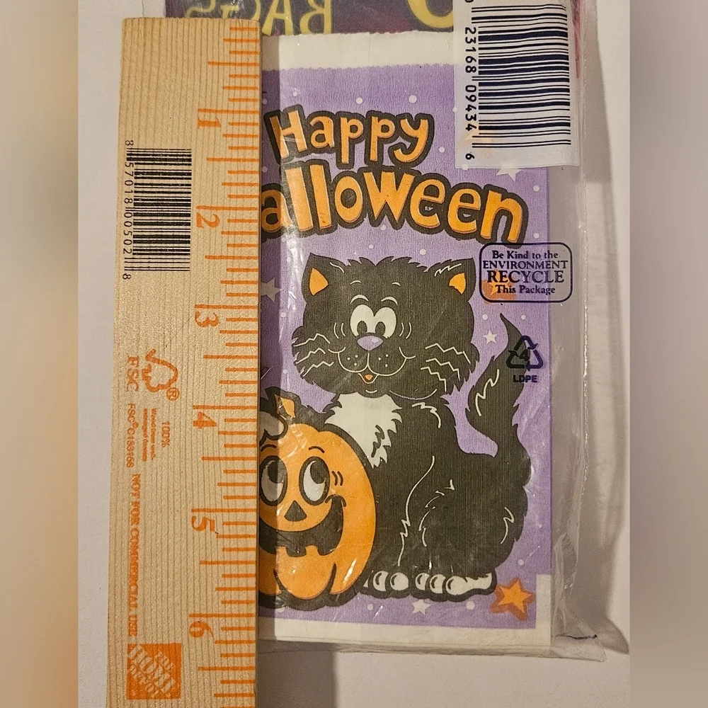 Vintage Halloween 1995 Trick Or Treat Goodie Bags Lot 2 Sets Of 40 Cat Pumpkin
